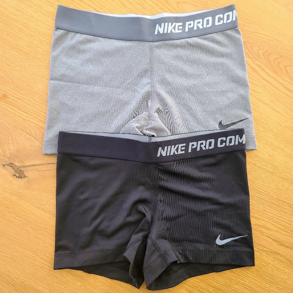 Nike Pro Combat Set of 2 Black & Grey Compression Shorts. Size S